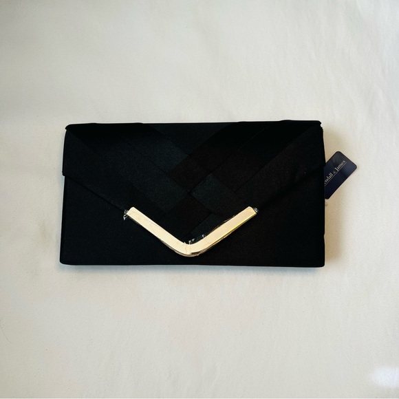 Elegant Black Clutch with Gold Accent - Picture 1 of 6